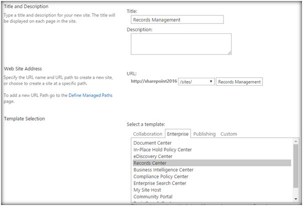 creating the site collection
